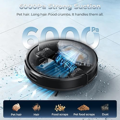 Kilgone Robot Vacuum and Mop Combo with Self Emptying Station, 6000Pa Suction Anti Tangle Brush LiDAR Navigation Multi Floor Mapping, 90 Day Hands Free Smart Laser Robotic Cleaner for Pet Hair Carpet