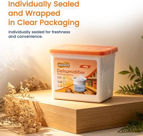 Wisesorb 6 Packs 450g Moisture Absorbers, Dehumidifier with Fragrance Free & Portable Humidity Absorber Boxes for Bathroom (with Fragrance Free, 6x 16oz)