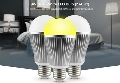 MiBOXER FUT019 E26 9W Dual White LED Bulb 2.4GHz, 2.4G CCT Bulb, Bulb, 2.4GHz RF Remote Controllable