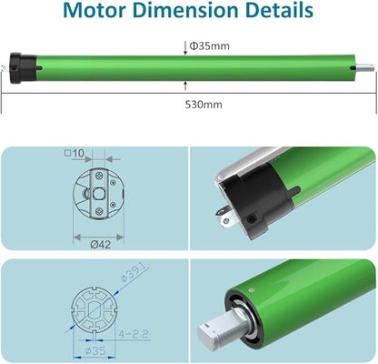 Motorized Roller Shade Motor 120V AC Tubular Motor with Remote, High Torque Heavy Duty Electric Blinds Drive, Precise Mechanical Limit Retrofit Kit (6.0 N.m for Φ40mm (1.57") Groove Tube)