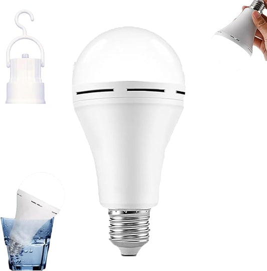 Bulbs, Rechargeable Emergency Light Bulbs, Battery Powered Energy Efficient 12w LED Light Bulb with Hook, for Home, Camping