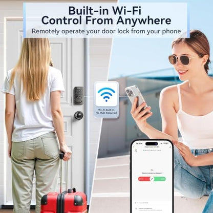 Ulecoce U68W WiFi Fingerprint Smart Door Lock with Knob Set, Bronze