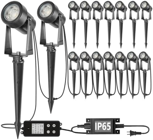 SUNTHIN Outdoor Landscape Spotlights, Dusk to Dawn Sensor Control, 16 Pack