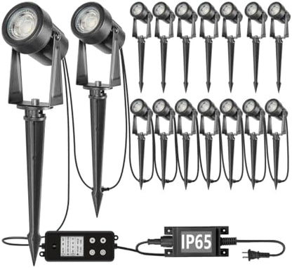SUNTHIN Outdoor Landscape Spotlights, Dusk to Dawn Sensor Control, 16 Pack