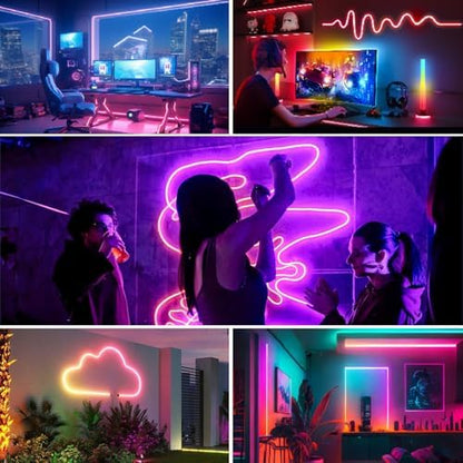 20Ft Neon Rope Lights,Flexible Led Rope Lights Control with App/Remote,Multiple Modes Rope Lights,IP65 Outdoor Waterproof,Music Sync Light Strip for Bedroom