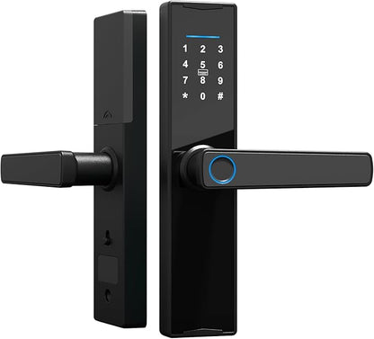 WiFi Smart Lock, Tuya Smart Fingerprint Lock, Door Lock Keypad, Door Lock with Handle Fingerprint Electronic Deadbolt, Smart Door Lock Compatible with Tuya APP for 38-55mm Thickness Home Door