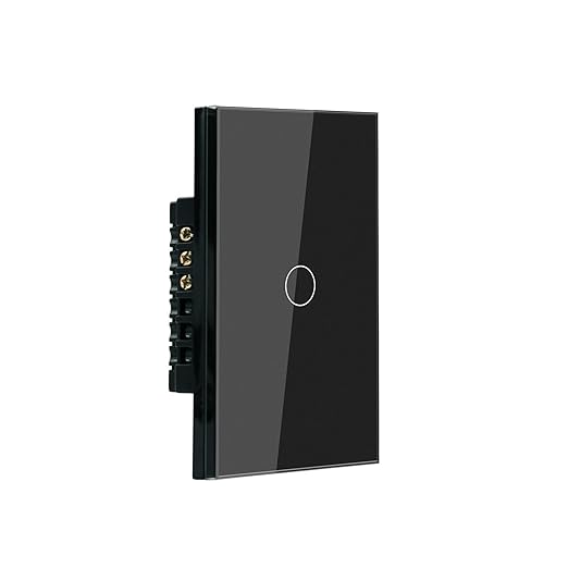 WiFi Smart Light Switch 4.65 X 2.83 X 1.34 Inches,1-Button,2.4GHz Wi-Fi Touch Switch,Neutral Wire Required,Work with Smart Life/Tuya App and Alexa,Black