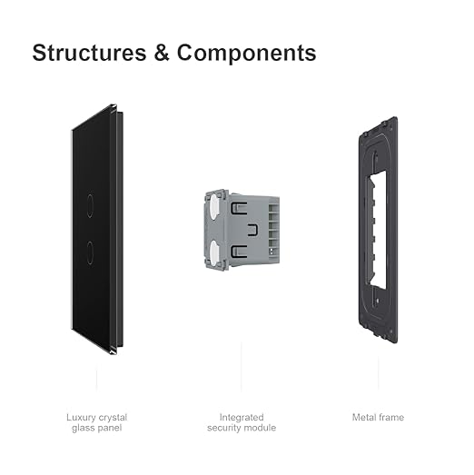 LIVOLO WiFi Touch Wall Switch for Smart Home, Compatible with Alexa & Google Home, Neutral Wire Required, 2 Gang, Tempered Glass Panel, (Black)