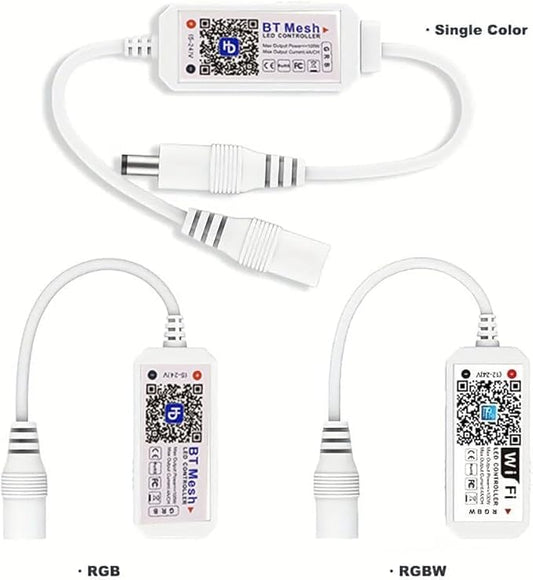 LED Smart Bluetooth Controller DC5–24 V Wireless Dimmer Controller, Single Color LED Controller for 2835, 5050, 5630, 5730, LED Strips (Bluetooth, Single Color)