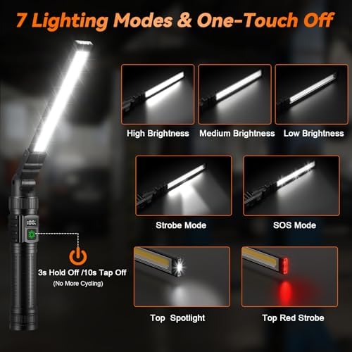 2Pack Magnetic Rechargeable LED Work Light/Flashlight for Mechanics