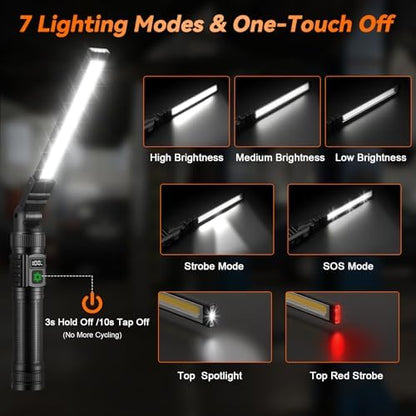 2Pack Magnetic Rechargeable LED Work Light/Flashlight for Mechanics