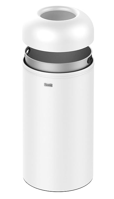 71 Liter / 18.8 Gallon Commercial Open Top Trash Can, Big Capacity, Brushed Stainless Steel (White)