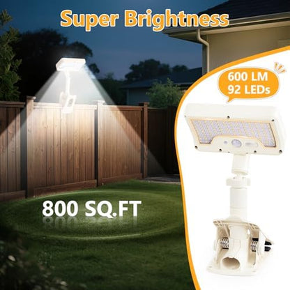 Clip On Solar Motion Lights Outdoor,360°Rotatable Fence Lights(2Pack,6000K)