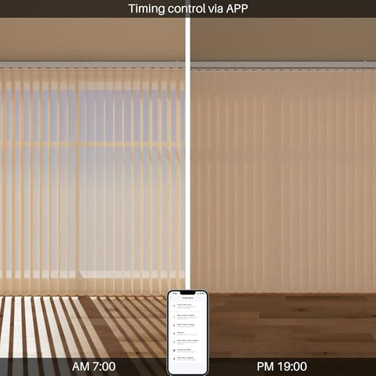 Motorized Sheer Vertical Blinds for Sliding Glass Door - Works With Alex Google Home, Light Filtering Smart Remote Control Customize (Coffee)