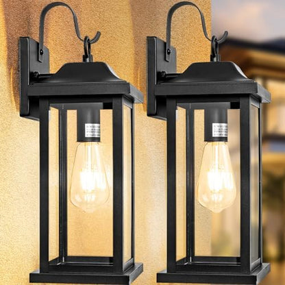 2-Pack Large Outdoor Light Fixtures Porch Lights Exterior Black