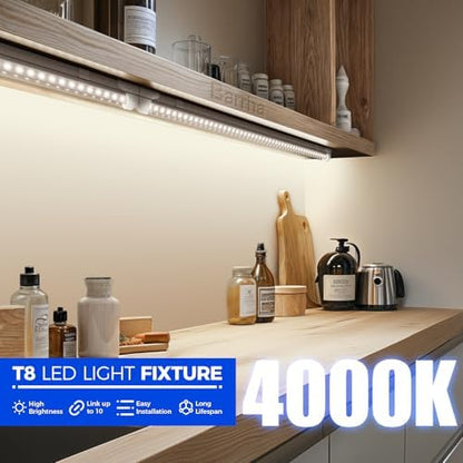 Barrina T8 LED Shop Lights 2FT, 20W 3000LM 4000K, 2 Pack, High Output Tube
