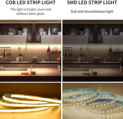 COB LED Strip Lights 32.8ft,3000K DC 24V Dimmable Warm White