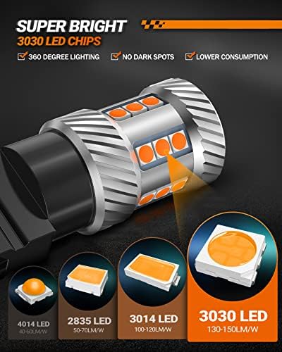 SEALIGHT LED Turn Signal Bulb, 3157 LED Bulbs Amber Yellow, 1000% Brighter 3156 3457A 4057 4157 LED Light for Front Rear Turn Signal Light, Marker Parking Lights, Pack of 2