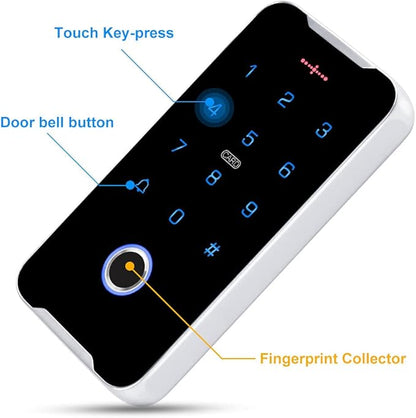 JASAG Fully Waterproof Fingerprints Access Control System Kit, Metal Shell RFID Keypad NFC Unlocking, with Upgraded 180KG (380lbs) Magnetic Lock and Professional Power Supply, for Door Lock Security