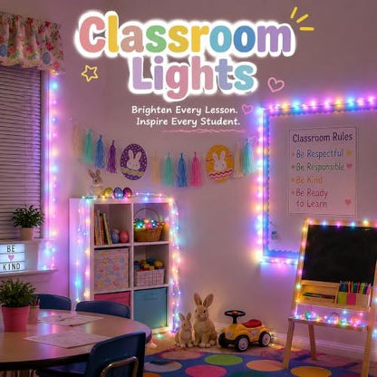 JMEXSUSS 100 LED Easter Fairy Lights for Classroom,Classroom Lights Plug in