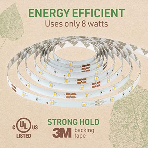 Complete LED Strip Light Kits (Warm White) 8 ft Flexible Tape 3000K Under Cabinet Plug-in Power Supply 318320