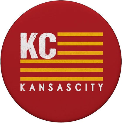 Kansas City Fanatics KC Red & Yellow USA Flag PopSocket Phone Grip with Swappable Top for Smartphones with Smooth, Hard, Plastic Cases
