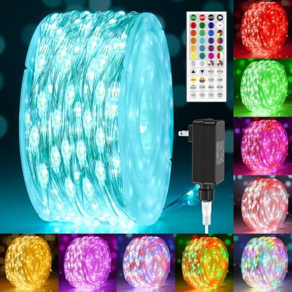 OMIKA Fairy Lights Plug in, 80FT 240 LED Fairy Lights with Remote, 150 Lighting Modes String Lights Indoor, RGB Colors+Warm White Fairy Lights for Bedroom Party Outdoor Decor