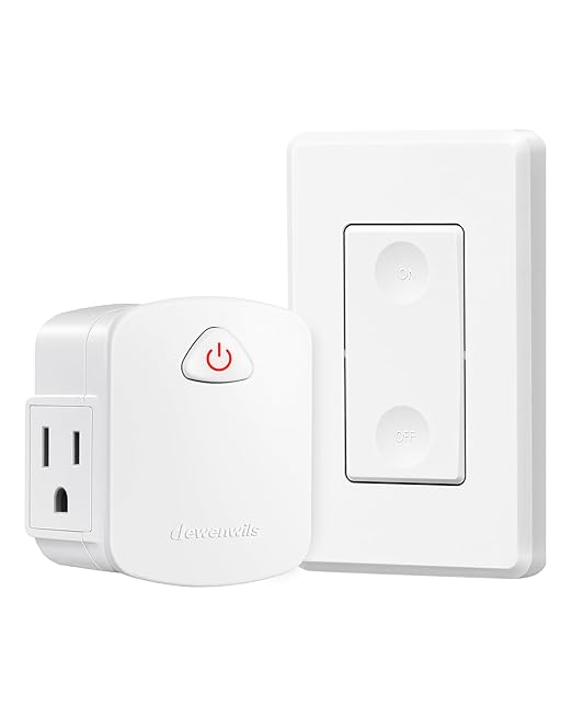 DEWENWILS Remote Control Outlet Wireless Wall Switch, 15A/1875W Wireless Light Switch, Remote Plug Outlet for Lamps, Fans, Household Appliance, 100 FT Range, No Wiring Needed, ETL Listed