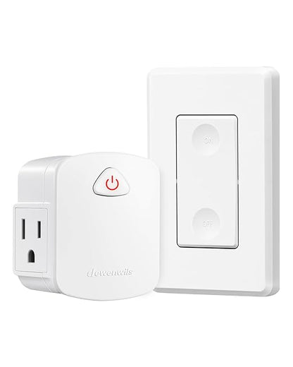 DEWENWILS Remote Control Outlet Wireless Wall Switch, 15A/1875W Wireless Light Switch, Remote Plug Outlet for Lamps, Fans, Household Appliance, 100 FT Range, No Wiring Needed, ETL Listed