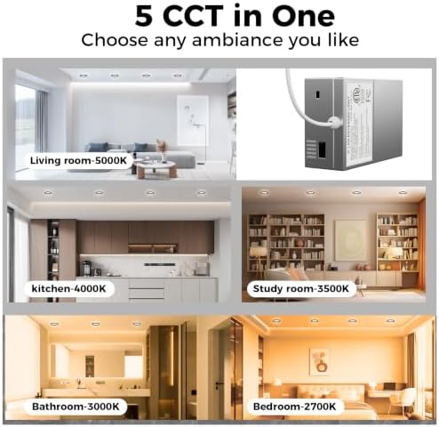 CHARKEE 24 Pack 6 Inch Ultra-Thin 5CCT LED Recessed Ceiling Light,Canless