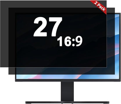 [2-Pack] 27 Inch Computer Privacy Screen Filter (16:9 Aspect Ratio) - Removable, Anti Glare & Blue Light Blocking, Compatible with HP Dell ASUS Acer Samsung Monitors