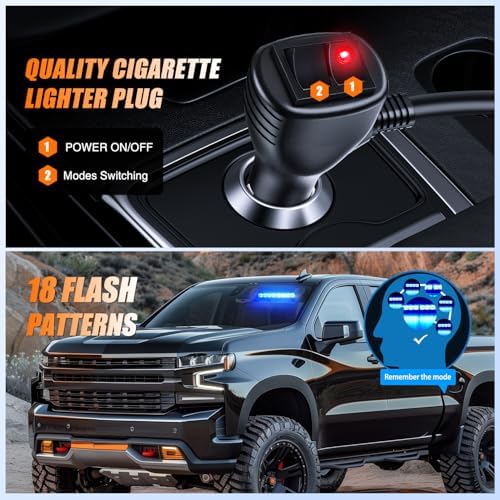 Nilight 8LED Blue Traffic Advisor Strobe Light Bar Hazard Safety