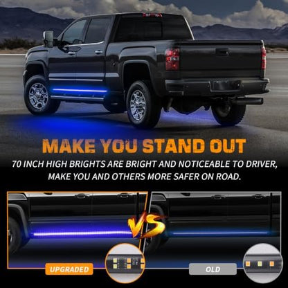 XRIDONSEN 2 Pack 70 inch Blue Emergency Lights 864 LED Running Board Lights