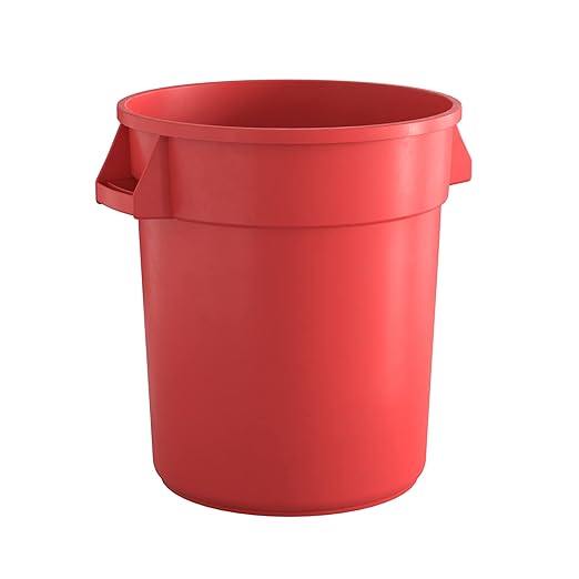20 Gallon Red Round Commercial Trash Can, Heavy-Duty Food Grade NSF Certified, Perfect for Restaurant, Office, School, Garage, Backyard, Workshop, Warehouse