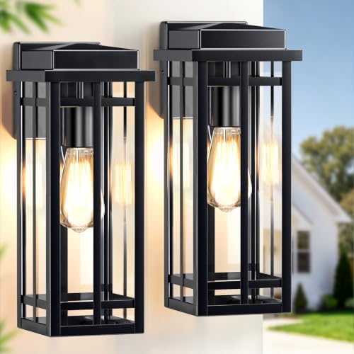 13.8'' Outdoor Wall Light Fixtures 2 Packs, Black Porch Lights