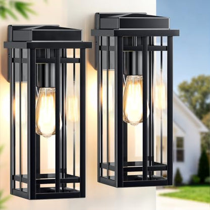 13.8'' Outdoor Wall Light Fixtures 2 Packs, Black Porch Lights