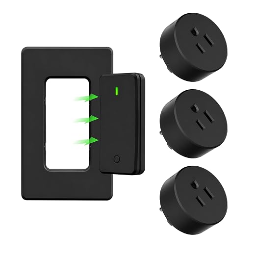 Greencycle Remote Control Outlet with 3 Plugs,Black Wireless Light Switch | Detachable Wall Switch,No Wiring Required,500FT Long Range,Programmable,15A 1875W for Lights,Fans,Household Appliances