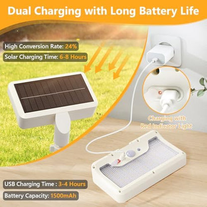 Clip On Solar Motion Lights Outdoor,360°Rotatable Fence Lights(2Pack,6000K)