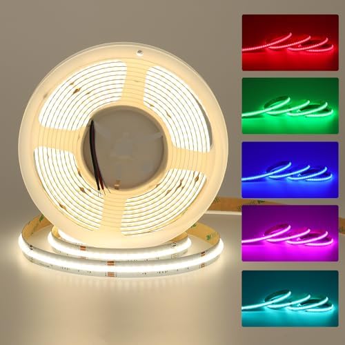 JOYLIT 24V COB LED Strip 16.4FT RGB+4000K 784 LEDs/M Dotless for DIY