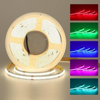 JOYLIT 24V COB LED Strip 16.4FT RGB+4000K 784 LEDs/M Dotless for DIY