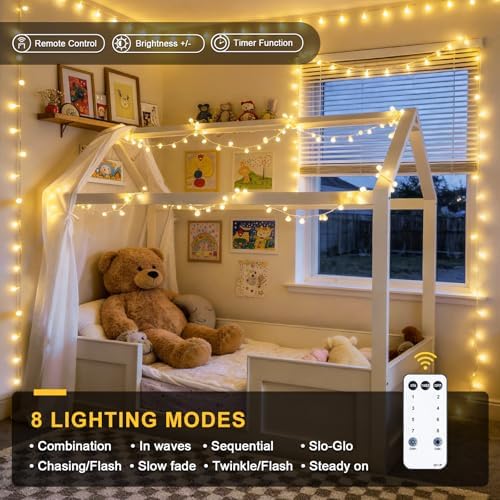 JMEXSUSS 100 LED Globe String Lights Indoor Bedroom, 33ft Classroom Lights (Pack of 2)