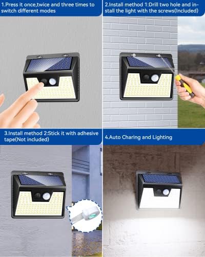 Peasur Solar Outdoor Lights [15 Pack/140LED], Motion Sensor Outdoor Light Ultra-Bright, Solar Powered Security Lights 3 Working Modes, Waterproof for Outside Garden Yard (500LM)