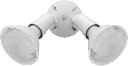 Lithonia Lighting Outdoor Flood Light Fixture, Adjustable Twin Par Flood Light Holder, Safety and Security, 120 Volts, Uses 2 Lamps Up to 150W (Not Included), White, 6-Pack (OFTH 300PR 120 WH CP6 M4)