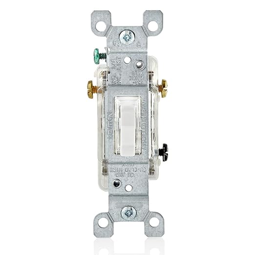 Leviton 15 Amp, 120 Volt, Toggle LED Illuminated 3-Way Switch, Residential Grade, Grounding, L1463-2W, White