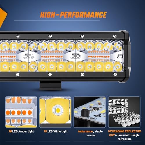 Nilight 20Inch Off-Road LED Light Bar White Amber 3 Lighting Modes