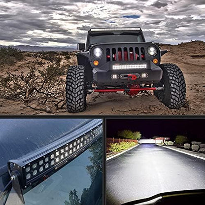 Nilight 42Inch 240W Curved Led Light Bar Spot Flood Combo Led Off Road Lights and 14AWG 5Pin Rocker Switch Wiring Harness Kit for Truck ATV UTV SUV Boat Jeep Lamp,2 Years Warranty