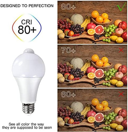 KLED Motion Sensor Light Bulbs, 12W 1000 Lumen, Smart LED Light Bulbs, PIR Built-in, Motion Activated Dusk to Dawn Light Bulb Night Lights for Hallway Porch Garage Basement (6000K-Cool White)