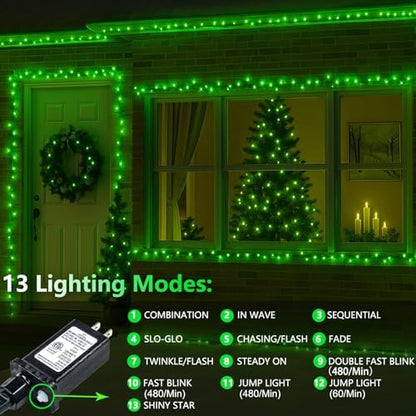 200 LED Connectable String Lights, 66FT Christmas Lights Outdoor Indoor