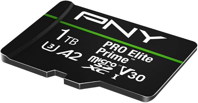 PNY 1TB PRO Elite Prime™ C10 U3 V30 A2 microSDXC Flash Memory Card – Ultra-Fast Speeds, Read 200MB/s, Write 150MB/s, 4K UHD, Full HD, UHS-I, for Smartphones, Drones, Action Cameras