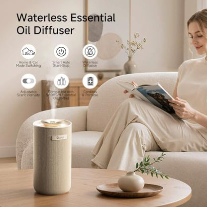 Waterless Essential Oil Diffuser for Home & Car, Cordless Scent Diffuser